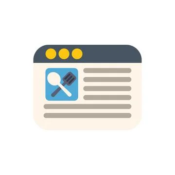 Website showing culinary content with ladle and spatula icon Stock Illustration