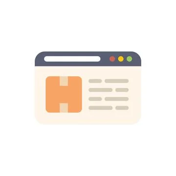 Website showing delivery tracking information with cardboard box icon Stock Illustration