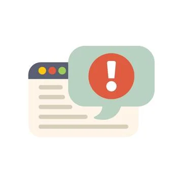 Website showing error message with exclamation mark inside speech bubble Stock Illustration