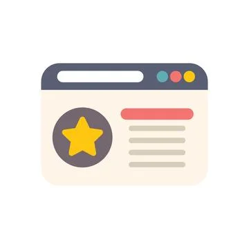 Website showing excellent customer feedback rating with star icon Stock Illustration