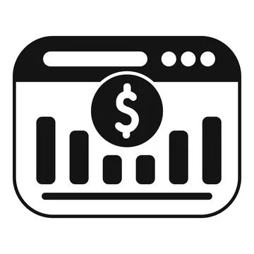 Website showing financial analysis with dollar symbol and bar chart Stock Illustration