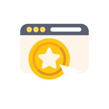 Website showing loyalty program with star badge and cursor clicking Illustrazione stock