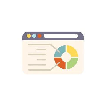 Website showing statistics with pie chart and data table Stock Illustration