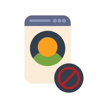 Website showing user account being blocked by red prohibition symbol Stockillustratie
