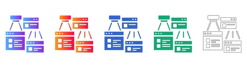 Website Sitemap and Architecture Flowchart Icons Stock Illustration