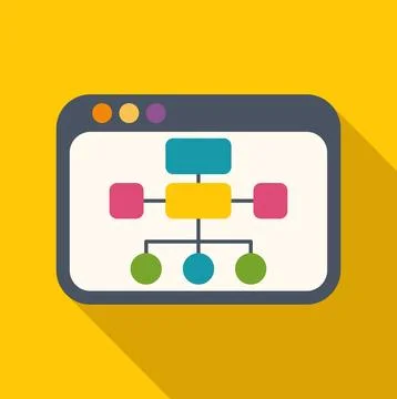 Website sitemap flowchart diagram in browser window Illustrazione stock