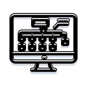 Website sitemap planning and optimization on monitor display Stock-Illustration