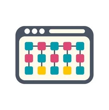 Website sitemap planning showing linked colorful blocks 库存插图