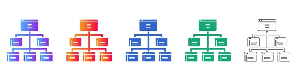 Website Sitemap Structure Icon Set Stock Illustration