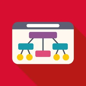 Website sitemap structure showing hierarchy organization flat icon Illustrazione stock