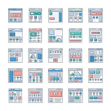 Website Sitemaps Flat Icons Pack イラスト素材