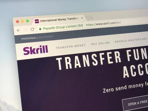 Website of skrill Stock Photos