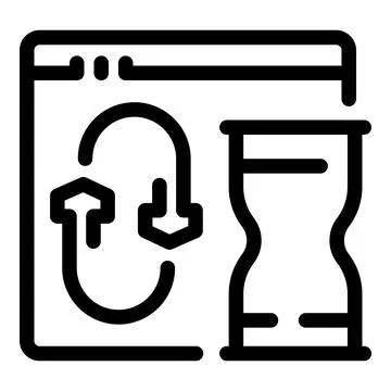 Website software update taking long time with hourglass icon 스톡 일러스트
