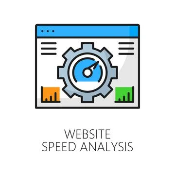 Website speed analysis. Web audit color line icon 库存插图