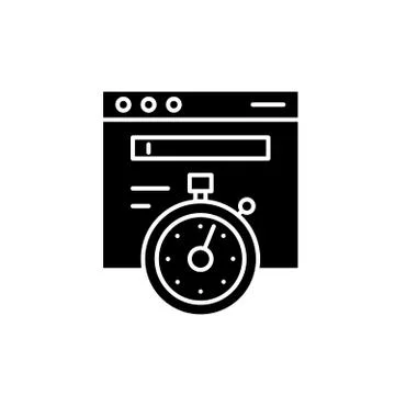 Website speed black icon, vector sign on isolated background. Website speed Stock Illustration