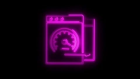Website speed optimization with arrow neon icon on black background Video stock 308605417