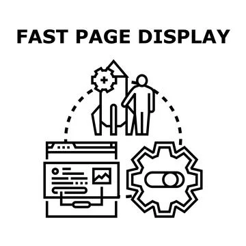 Website speed optimization delivering fast page display Stock Illustration