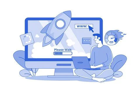Website Speed Optimization Illustration concept on white background Stock Illustration