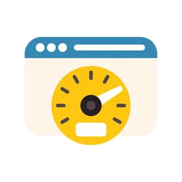 Website speed optimization with speedometer showing fast loading time Stock Illustration