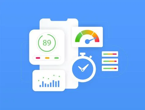 Website Speed Test concept. Technical seo for enhance web page speed. Website Stock Illustration