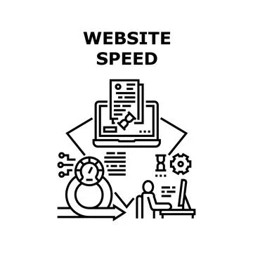 Website Speed Vector Concept Black Illustration Stockillustratie