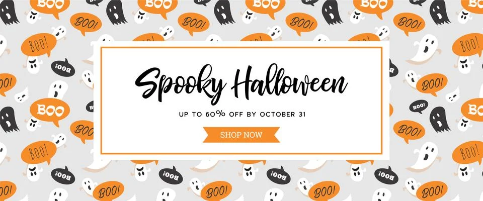 Website spooky header or banner with Halloween scary ghosts. Great for banner Stock Illustration