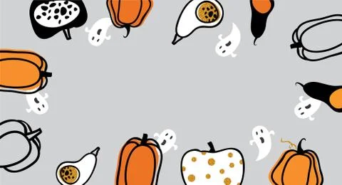 Website spooky header or banner with Halloween pumpkins. Poster, banner or Stock Illustration