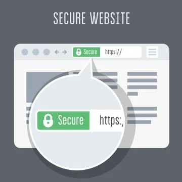 Website with ssl certificate - green address bar in browser window Stock-Illustration