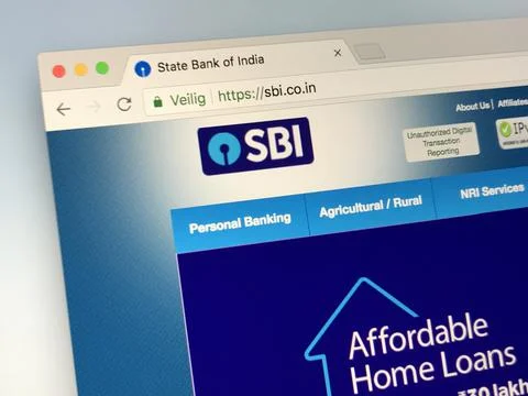 Website of State Bank of India (SBI) Stock Photos