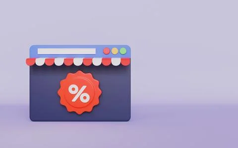 Website store front browser icon, Digital E-commerce marketing strategy Stock Illustration