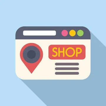 Website store locator icon flat vector. Shop online Stock Illustration
