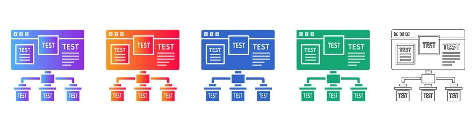 Website Structure Hierarchy Icons Stock Illustration
