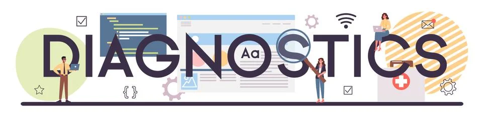Website technical diagnostic typographic header. Idea of web page 스톡 일러스트