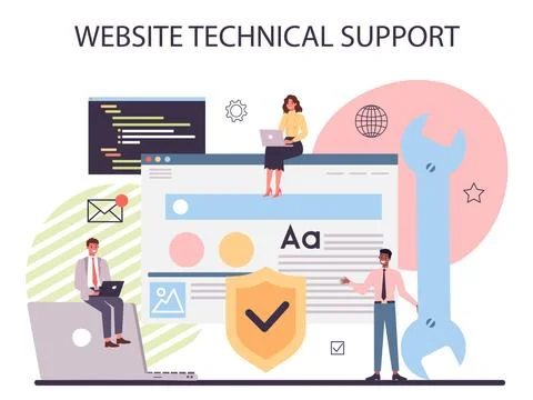 Website technical support concept. Idea of web page diagnostic Stockillustratie