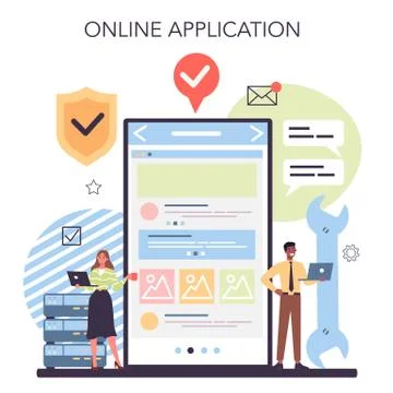 Website technical support online service or platform. Idea of web Stock Illustration