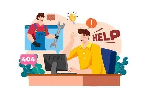 Website Technical Support Online Service. Illustrazione stock