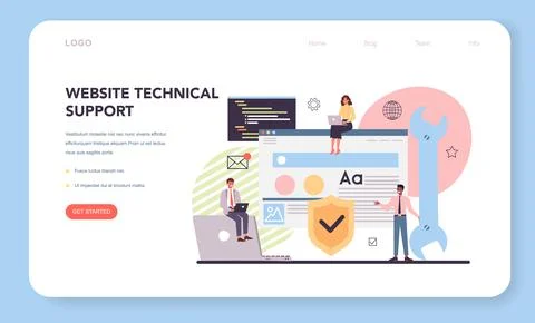 Website technical support web banner or landing page. Idea Stock-Illustration