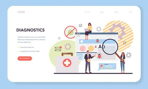 Website technical support web banner or landing page. Idea Stock Illustration