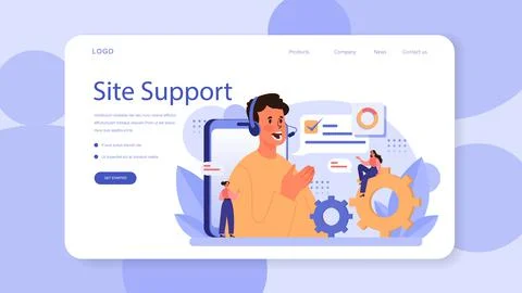 Website technical support web banner or landing page. Idea of web page Illustrazione stock