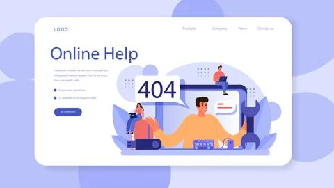 Website technical support web banner or landing page. Idea of web page Illustrazione stock