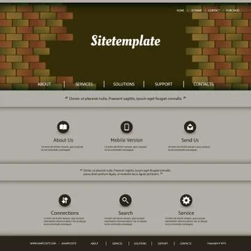 Website Template with Abstract Bricks Pattern Design Stock Illustration