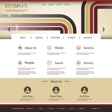 Website Template with Abstract Header Design - Colorful Striped Pattern Stock Illustration