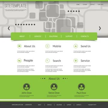 Website Template with Abstract Header Design - Squares Pattern Stock Illustration