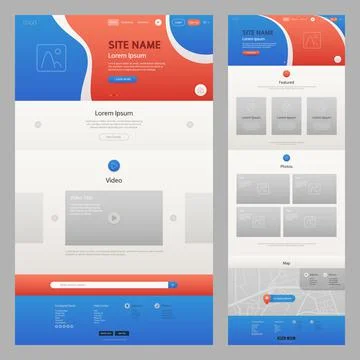 Website Template Blue with Red Stock Illustration