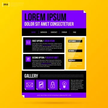 Website template on bright yellow background in modern corporate style. EPS10 Stock Illustration
