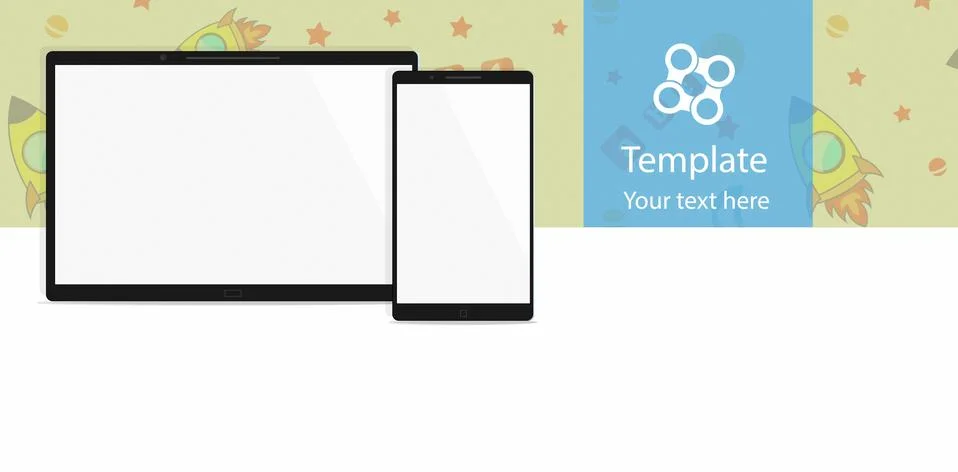 Website template for children. Vector illustration digital tablet PC and mobile Illustrazione stock
