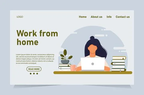 Website template concept and work from home banner Stock Illustration