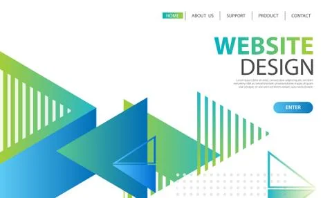 Website template design and landing page geometric shapes background. Vector  Stock Illustration