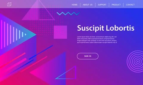 Website template design and landing page geometric shapes background. Vector  Stock Illustration