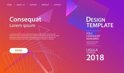 Website template design and landing page line geometric shapes background. Ve Stock Illustration